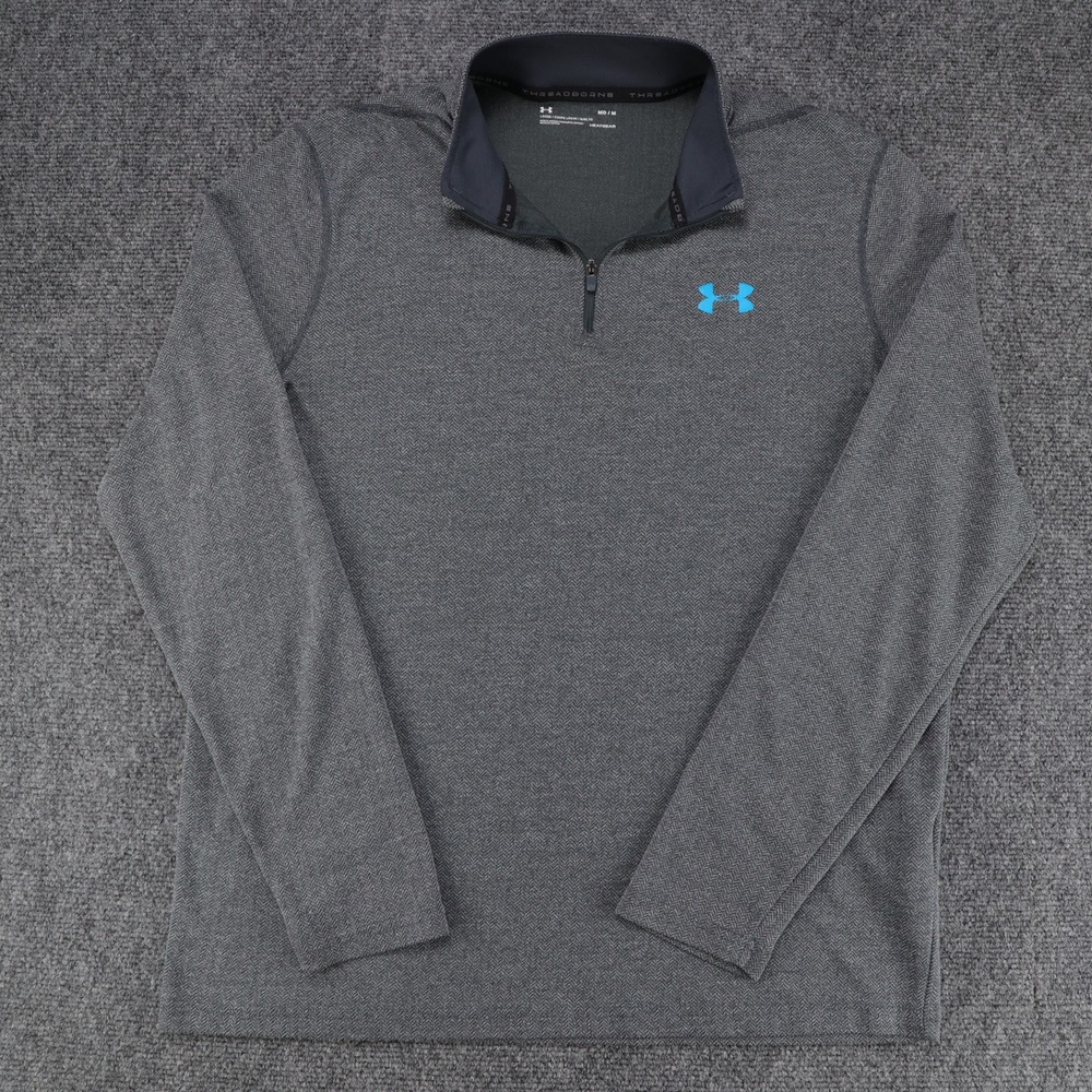 Under Armour‎ Threadborne Mens HeatGear 1/4 Zip Pullover Gray Medium